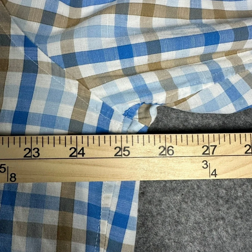 Vineyard Vines Mens Large Classic‎ Fit Cooper Shirt Blue Brown Plaid Preppy